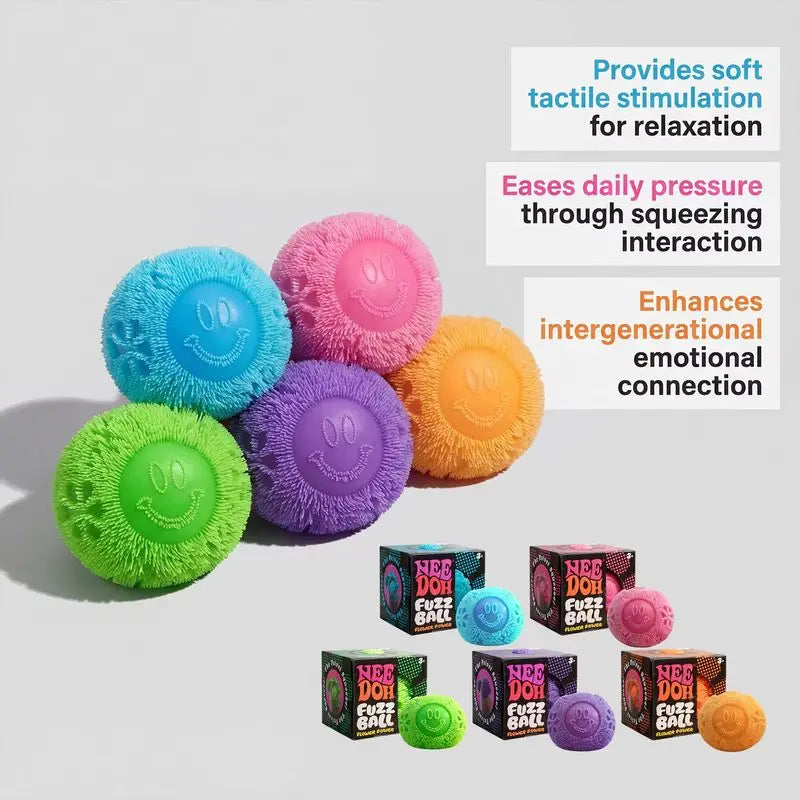 2026 New Nee Doh Fuzz Ball Squeeze Toy Soft Fluffy Flower Power Portable Stress Relief Relieves Anxiety Fidget Squishy Toy